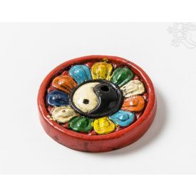   Színes kerek agyag füstölő égető, lótusszal és Jin-Janggal