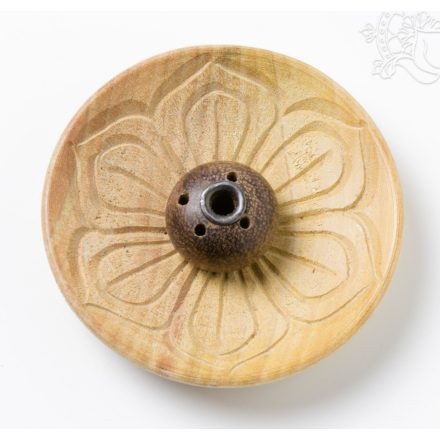 Kerek fa füstölő égető, lótusszal