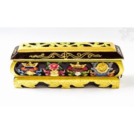   Fa füstölő égető a tibeti 8 szerencsejellel és mantrával-barna