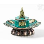 Szirom alakú nyitott füstölő égető a tibeti 8 szerencsejellel, türkizzel	