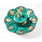 Szirom alakú nyitott füstölő égető a tibeti 8 szerencsejellel, türkizzel	