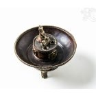 Kerek nyitott füstölő égető a tibeti 8 szerencsejellel, Mahakálával és Buddhával