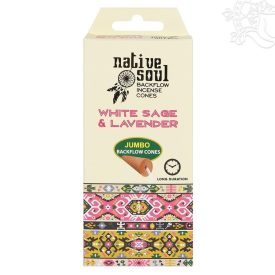   Prémium visszaáramló (backflow) kúpfüstöló, GREEN TREE Native Soul fehér zsálya és levendula - JUMBO