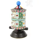 Színes asztali imamalom, mantrával és dorjeval