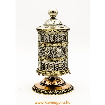 8 szerencsejeles, fémes (ezüst színű) nagy asztali imamalom