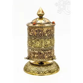 8 szerencsejeles, fémes nagy asztali imamalom kövekkel