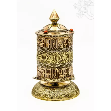 8 szerencsejeles, fémes nagy asztali imamalom kövekkel