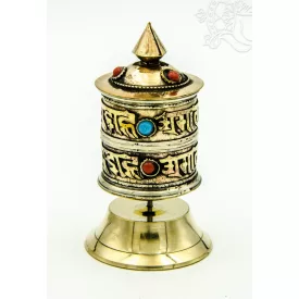 Két soros kicsi fémes asztali imamalom kövekkel - 9cm