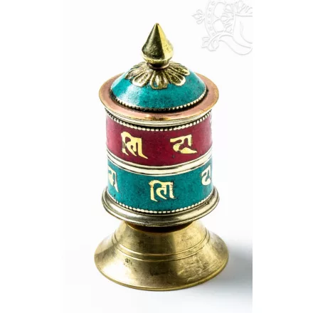 Kicsi köves asztali imamalom, tetején türkiz berakással