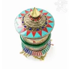 Türkizes, korallos, lápiszos berakású asztali imamalom