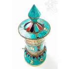 Türkizes, korallos, lápiszos berakású asztali imamalom