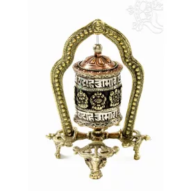   Különleges asztali imamalom dupla dorjéval és szerencsejelekkel – 14 cm