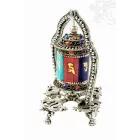 Különleges asztali imamalom dupla dorjéval és drágakő-berakással – 14 cm