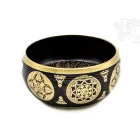 Géppel készített 7 fémes, fekete színű, Buddha dombor mintás hangtál - 9 cm