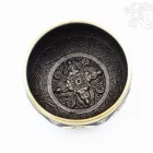Géppel készített 7 fémes, fekete színű, Buddha dombor mintás hangtál - 9 cm