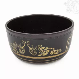   Színes, mintás, mantrás alumínium hangtál - 815 g, arany-fekete-kék