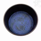 Színes, mintás, mantrás alumínium hangtál - 815 g, arany-fekete-kék