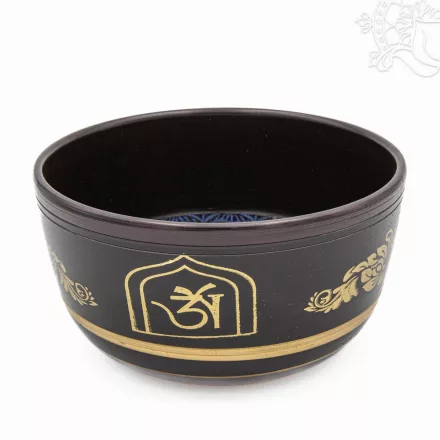 Színes, mintás, mantrás alumínium hangtál - 718 g, arany-fekete-kék