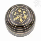 Színes, mintás, mantrás alumínium hangtál - 718 g, arany-fekete-kék