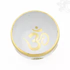 Géppel készített 7 fémes, fehér színű, 7 csakra mintás hangtál - 10 cm