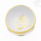 Géppel készített 7 fémes, fehér színű, 7 csakra mintás hangtál - 12 cm