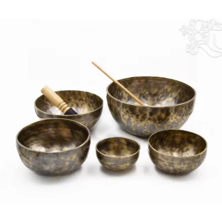 5 darabos 7 fémes kézi antikolt hangtál szett