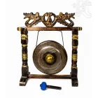 Nipple gong kézzel faragott sárkányos faállvánnyal – 35 cm