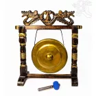 Nipple gong kézzel faragott sárkányos faállvánnyal – 35 cm