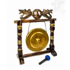 Nipple gong kézzel faragott sárkányos faállvánnyal – 35 cm