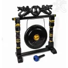 Nipple gong kézzel faragott sárkányos faállvánnyal – 35 cm