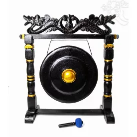   Nipple gong kézzel faragott sárkányos faállvánnyal – 50 cm