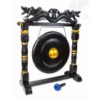 Nipple gong kézzel faragott sárkányos faállvánnyal – 50 cm