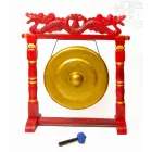 Nipple gong kézzel faragott sárkányos faállvánnyal – 50 cm