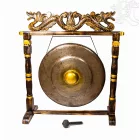 Nipple gong kézzel faragott sárkányos faállvánnyal – 80 cm