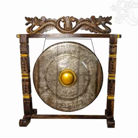   Nipple gong kézzel faragott sárkányos faállvánnyal – 100 cm