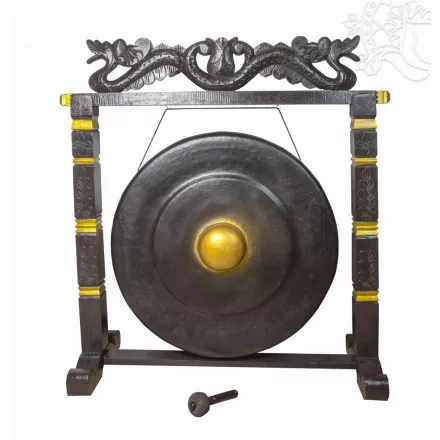 Nipple gong kézzel faragott sárkányos faállvánnyal – 100 cm
