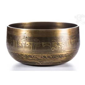   Géppel készített 7 fémes, mantrás, sárga hangtál - nagy