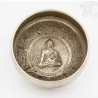 Géppel készített 7 fémes, 3 színű, Buddha dombor mintás hangtál - 9,5 cm
