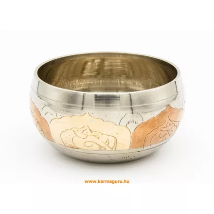 Géppel készített 7 fémes, 3 színű OM dombor mintás hangtál - 9,5 cm