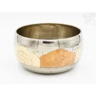 Géppel készített 7 fémes, 3 színű, Buddha dombor mintás hangtál - 11 cm