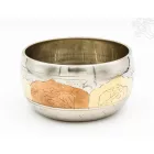 Géppel készített 7 fémes, 3 színű, OM dombor mintás hangtál - 11 cm