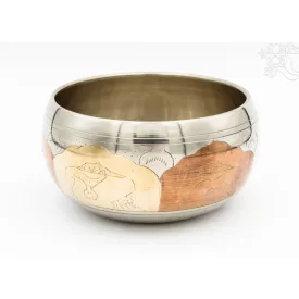   Géppel készített 7 fémes, 3 színű, OM dombor mintás hangtál - 12 cm