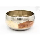 Géppel készített 7 fémes, 3 színű, 5 Buddha dombor mintás hangtál - 14 cm