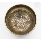 Géppel készített 7 fémes, 3 színű, 5 Buddha dombor mintás hangtál - 14 cm