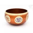 Géppel készített 7 fémes, narancssárga színű, 7 csakra mintás hangtál - 13 cm