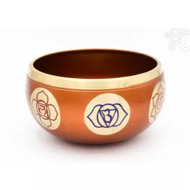   Géppel készített 7 fémes, narancssárga színű, 7 csakra mintás hangtál - 13 cm