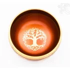 Géppel készített 7 fémes, narancssárga színű, 7 csakra mintás hangtál - 13 cm