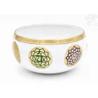 Géppel készített 7 fémes, fehér színű, 7 csakra mintás hangtál - 13 cm