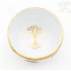 Géppel készített 7 fémes, fehér színű, 7 csakra mintás hangtál - 13 cm