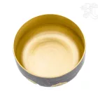 Géppel készített, kézzel vésett sárga-barna hangtál - 14 cm